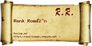 Renk Román névjegykártya